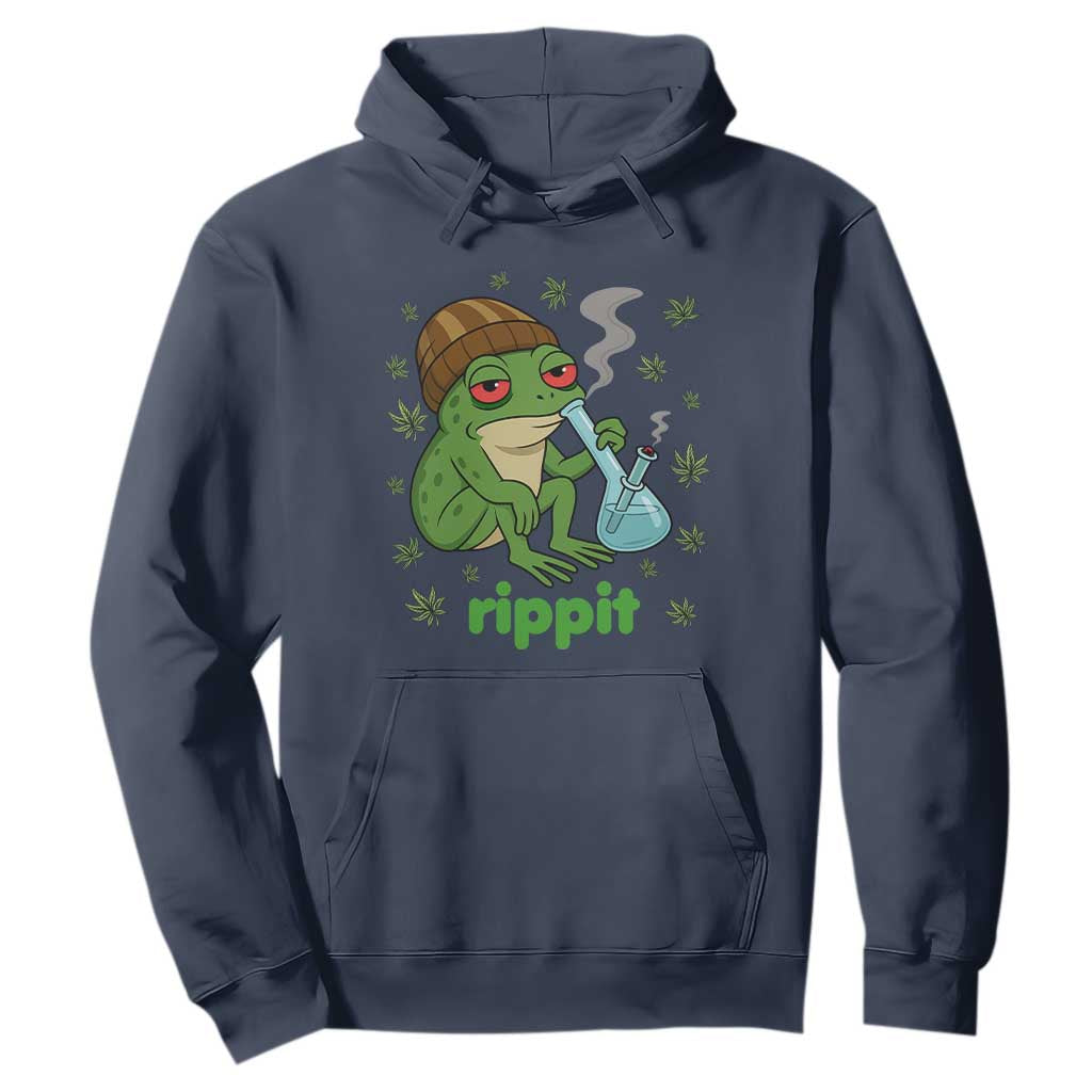 Rippit Frog Hoodie Funny 420 Stoner Weed Humor TS14 Navy Print Your Wear