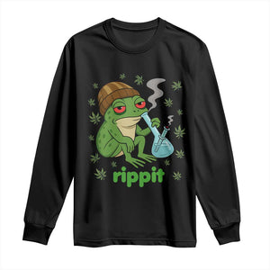 Rippit Frog Long Sleeve Shirt Funny 420 Stoner Weed Humor TS14 Black Print Your Wear