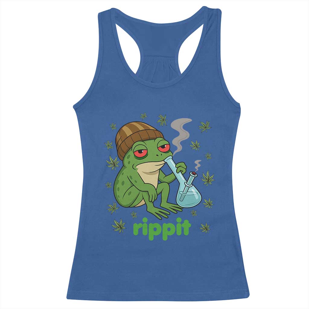 Rippit Frog Racerback Tank Top Funny 420 Stoner Weed Humor TS14 Royal Blue Print Your Wear