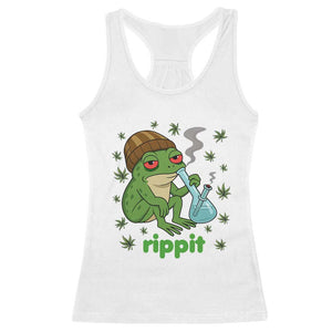 Rippit Frog Racerback Tank Top Funny 420 Stoner Weed Humor TS14 White Print Your Wear