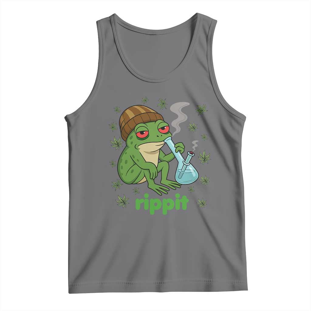 Rippit Frog Tank Top Funny 420 Stoner Weed Humor TS14 Black Heather Print Your Wear