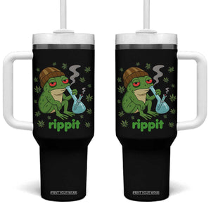 Rippit Frog Tumbler With Handle Funny 420 Stoner Weed Humor TS14 One Size: 40 oz Black Print Your Wear