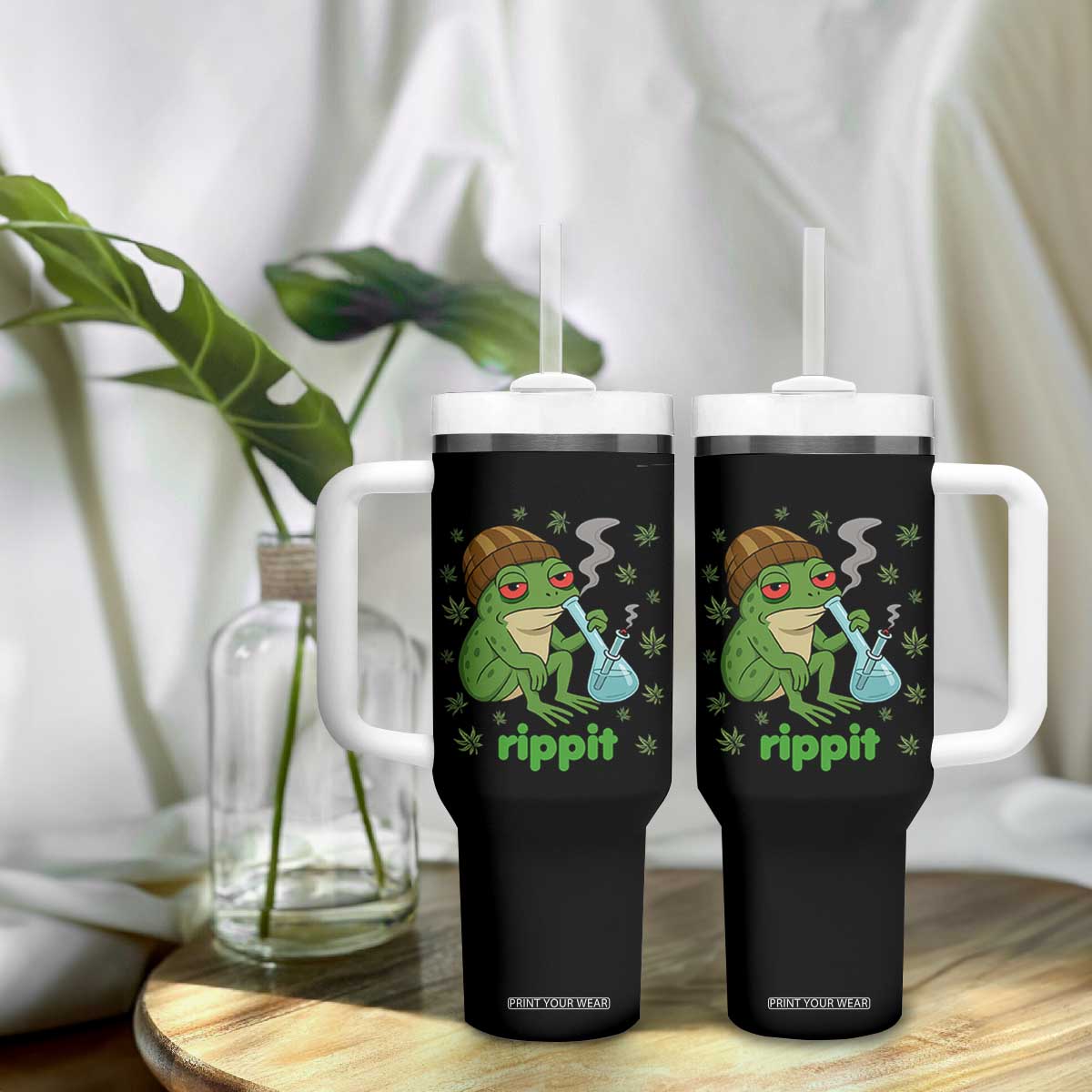 Rippit Frog Tumbler With Handle Funny 420 Stoner Weed Humor TS14 Print Your Wear