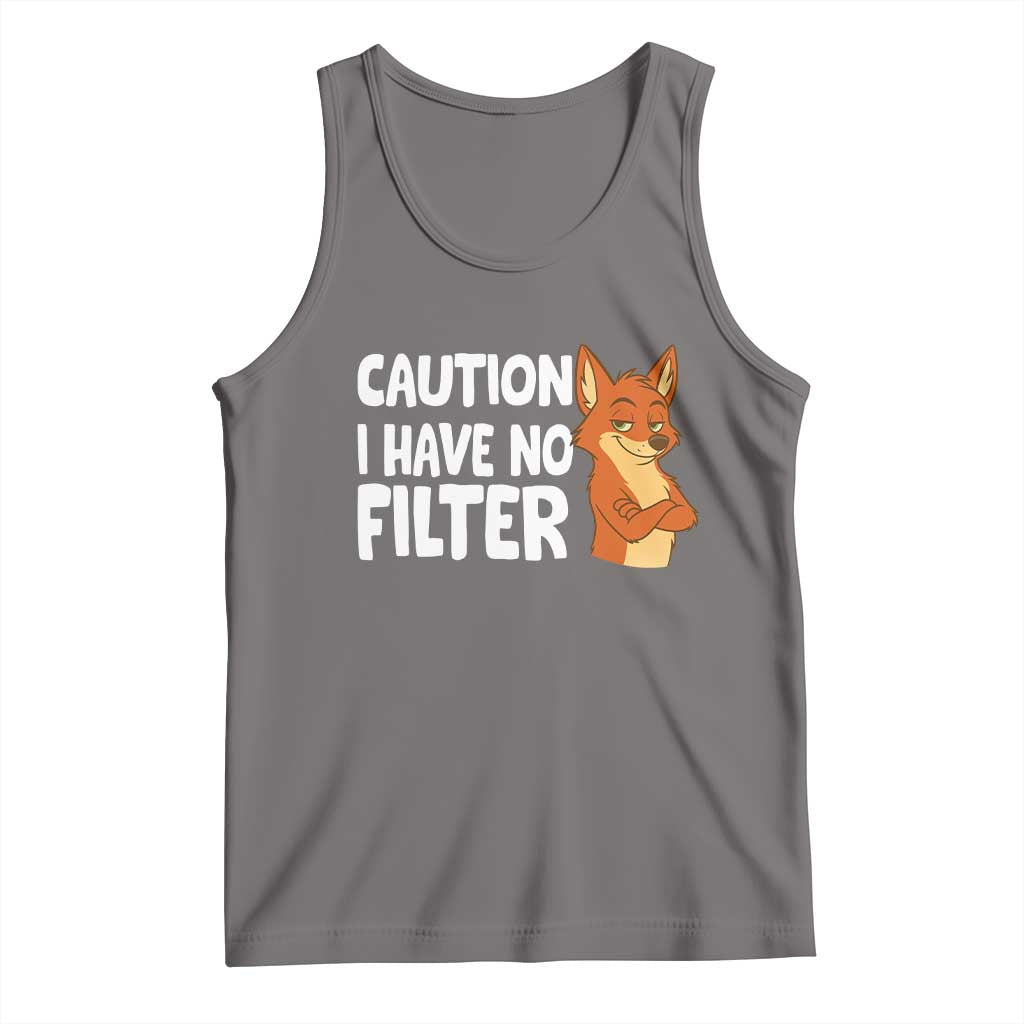 Funny Fox Sarcastic Tank Top Caution I Have No Filter TS14 Deep Heather Print Your Wear