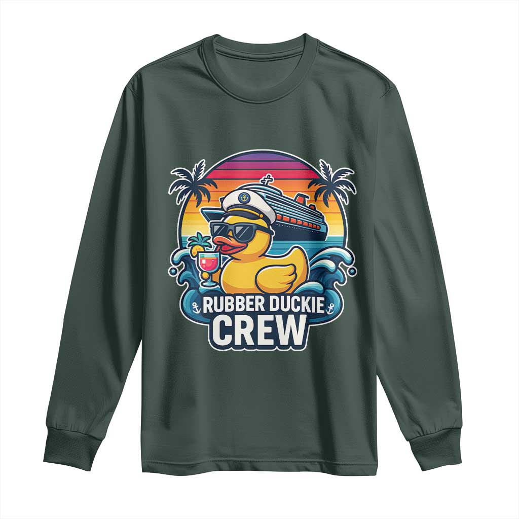Funny Rubber Duckie Cruise Long Sleeve Shirt TS14 Dark Forest Green Print Your Wear