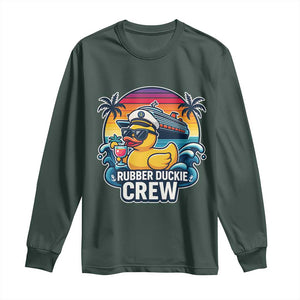 Funny Rubber Duckie Cruise Long Sleeve Shirt TS14 Dark Forest Green Print Your Wear