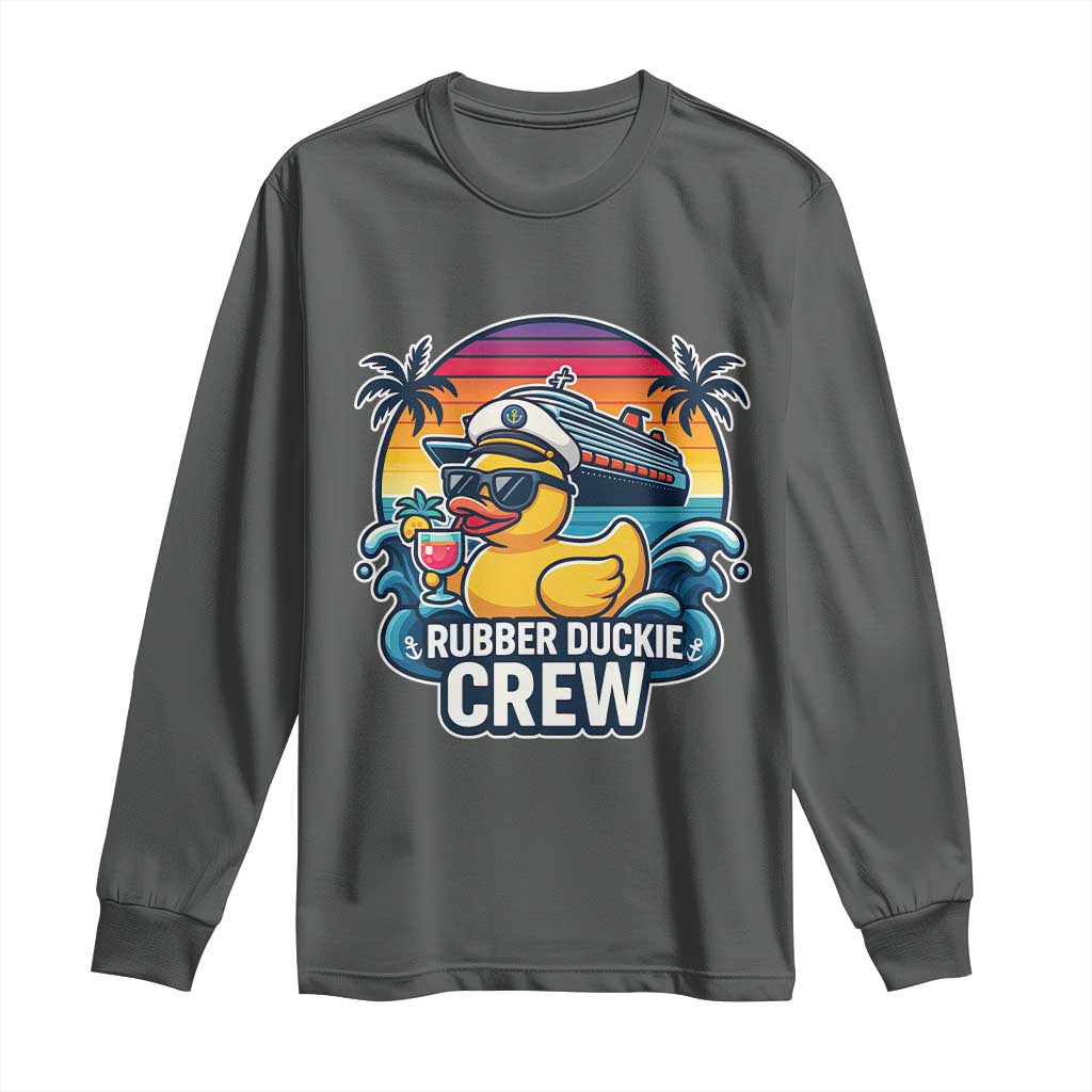 Funny Rubber Duckie Cruise Long Sleeve Shirt TS14 Dark Heather Print Your Wear
