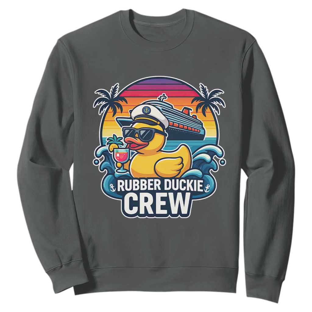 Funny Rubber Duckie Cruise Sweatshirt TS14 Dark Heather Print Your Wear
