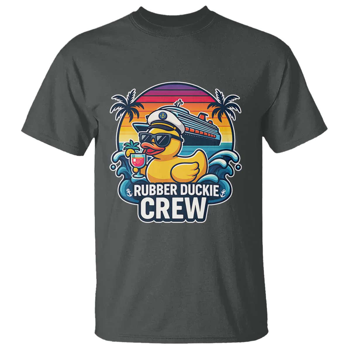 Funny Rubber Duckie Cruise T Shirt TS14 Dark Heather Print Your Wear