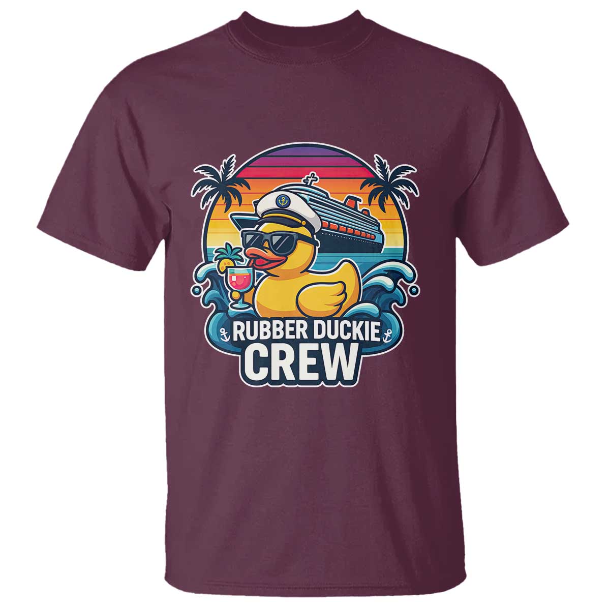 Funny Rubber Duckie Cruise T Shirt TS14 Maroon Print Your Wear