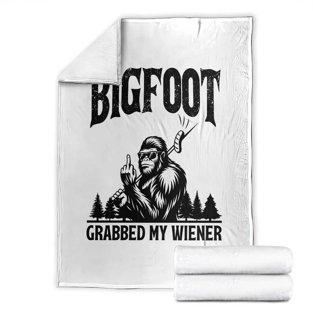 Bigfoot Grabbed My Wiener Throw Blanket Funny Sasquatch Camping TS14 White Print Your Wear