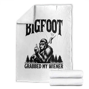 Bigfoot Grabbed My Wiener Throw Blanket Funny Sasquatch Camping TS14 White Print Your Wear