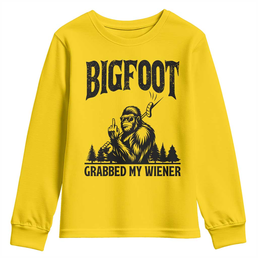 Bigfoot Grabbed My Wiener Youth Sweatshirt Funny Sasquatch Camping TS14 Daisy Print Your Wear