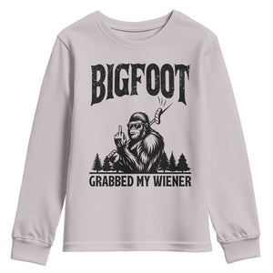 Bigfoot Grabbed My Wiener Youth Sweatshirt Funny Sasquatch Camping TS14 Ice Gray Print Your Wear