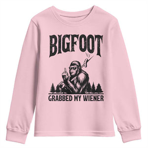 Bigfoot Grabbed My Wiener Youth Sweatshirt Funny Sasquatch Camping TS14 Light Pink Print Your Wear