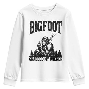 Bigfoot Grabbed My Wiener Youth Sweatshirt Funny Sasquatch Camping TS14 White Print Your Wear
