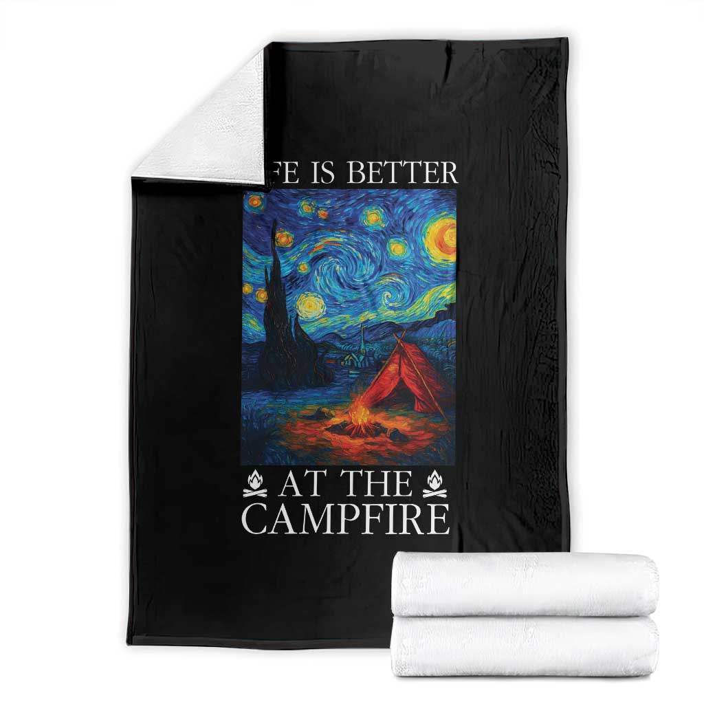 Funny Camping Throw Blanket Life Is Better At The Campfire TS14 Black Print Your Wear