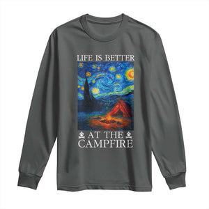 Funny Camping Long Sleeve Shirt Life Is Better At The Campfire TS14 Dark Heather Print Your Wear