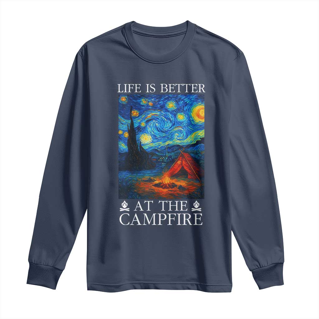 Funny Camping Long Sleeve Shirt Life Is Better At The Campfire TS14 Navy Print Your Wear