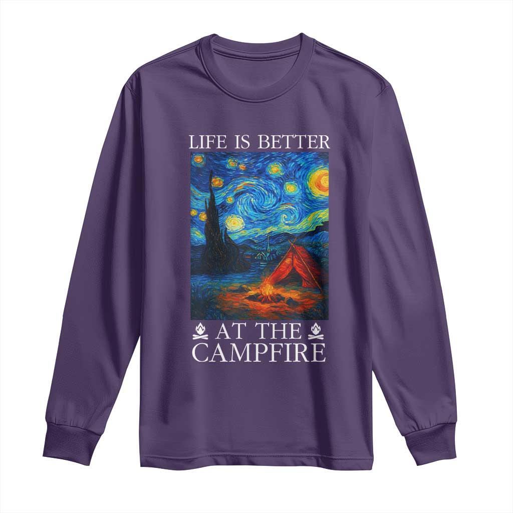 Funny Camping Long Sleeve Shirt Life Is Better At The Campfire TS14 Purple Print Your Wear