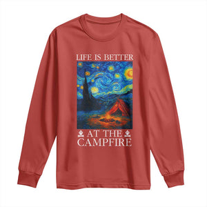 Funny Camping Long Sleeve Shirt Life Is Better At The Campfire TS14 Red Print Your Wear