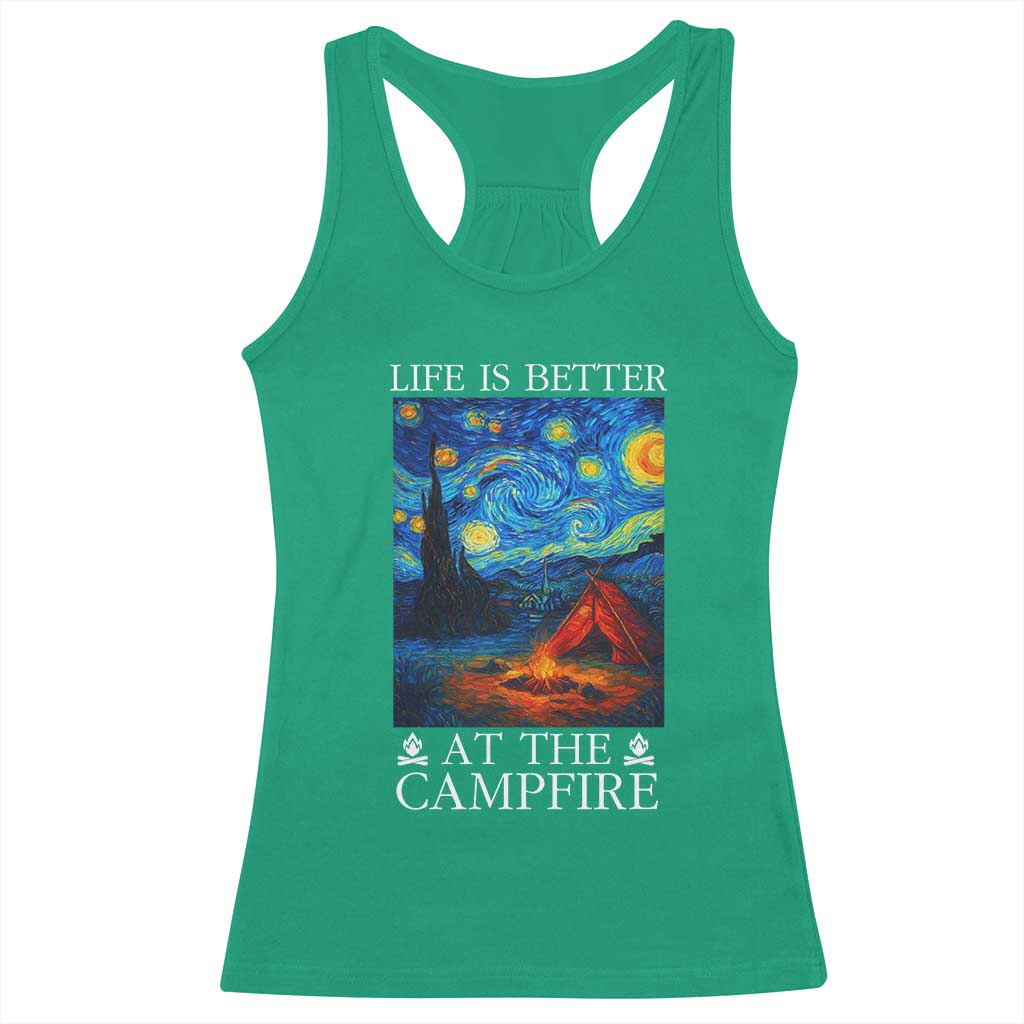 Funny Camping Racerback Tank Top Life Is Better At The Campfire TS14 Irish Green Print Your Wear