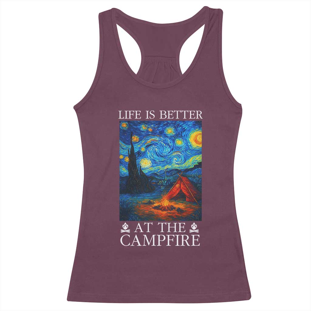Funny Camping Racerback Tank Top Life Is Better At The Campfire TS14 Maroon Print Your Wear