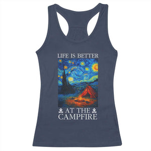 Funny Camping Racerback Tank Top Life Is Better At The Campfire TS14 Navy Print Your Wear