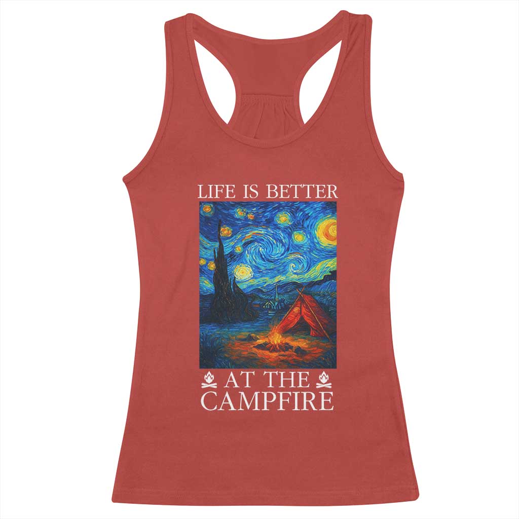 Funny Camping Racerback Tank Top Life Is Better At The Campfire TS14 Red Print Your Wear