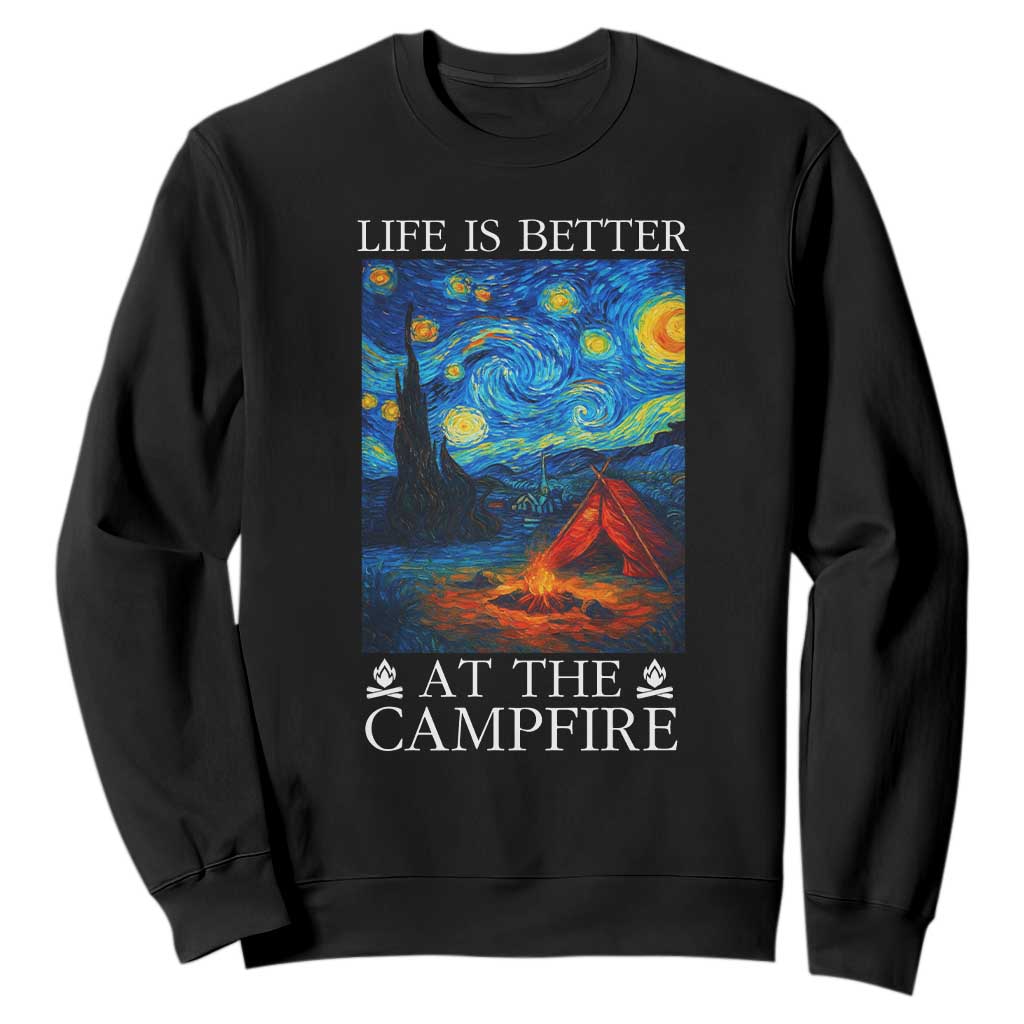 Funny Camping Sweatshirt Life Is Better At The Campfire TS14 Black Print Your Wear