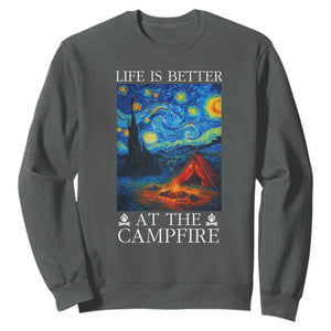 Funny Camping Sweatshirt Life Is Better At The Campfire TS14 Dark Heather Print Your Wear