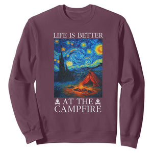 Funny Camping Sweatshirt Life Is Better At The Campfire TS14 Maroon Print Your Wear