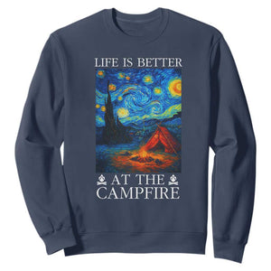 Funny Camping Sweatshirt Life Is Better At The Campfire TS14 Navy Print Your Wear