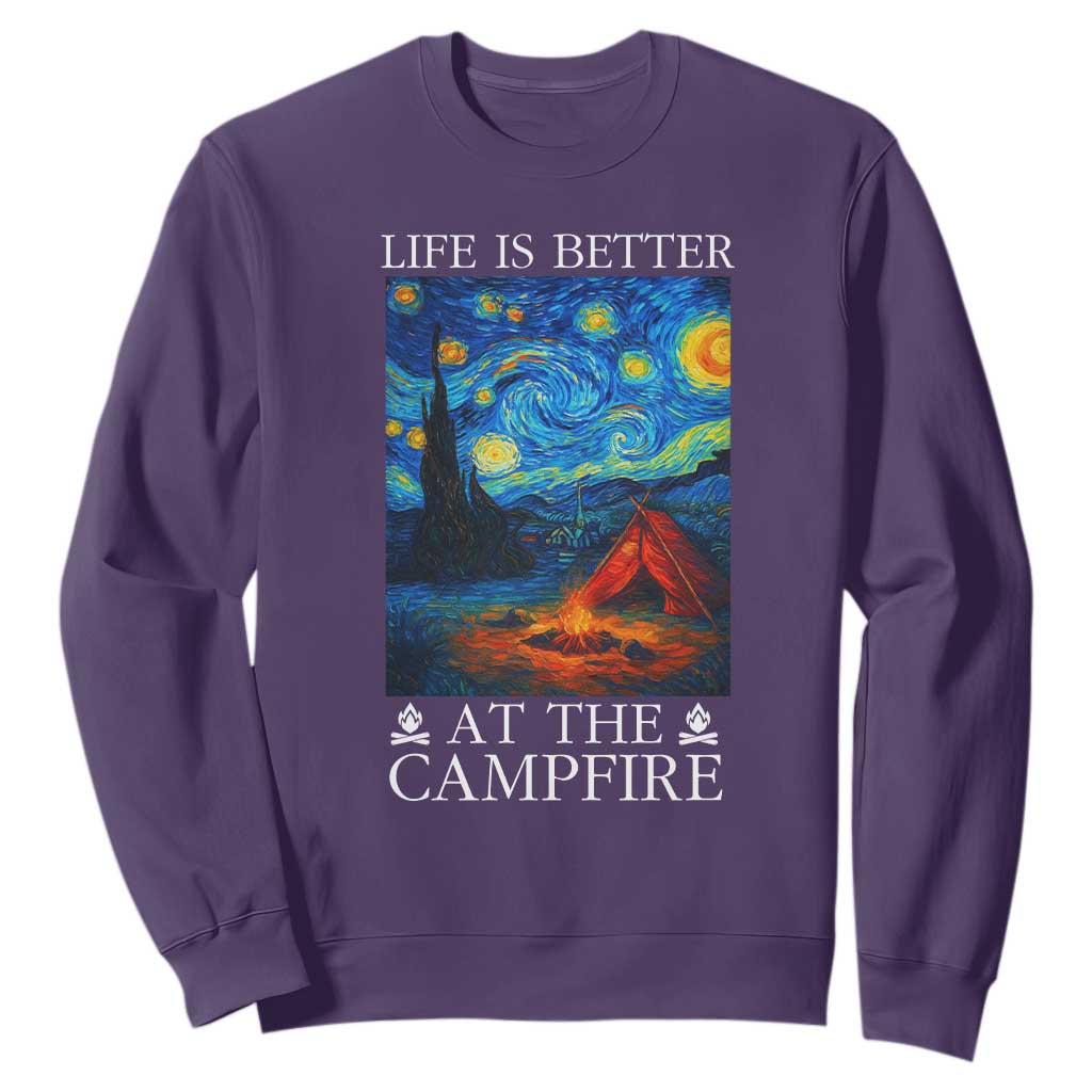 Funny Camping Sweatshirt Life Is Better At The Campfire TS14 Purple Print Your Wear