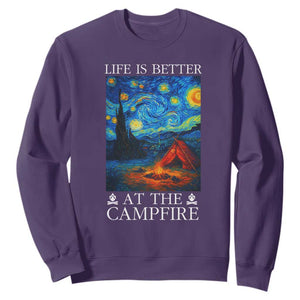 Funny Camping Sweatshirt Life Is Better At The Campfire TS14 Purple Print Your Wear