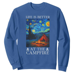 Funny Camping Sweatshirt Life Is Better At The Campfire TS14 Royal Blue Print Your Wear