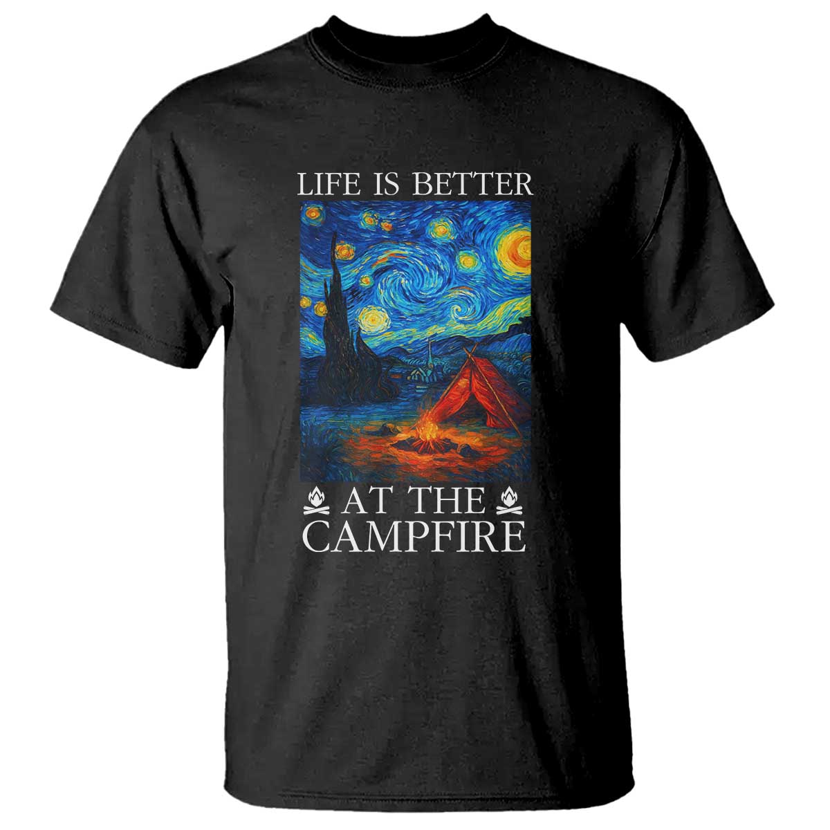 Funny Camping T Shirt Life Is Better At The Campfire TS14 Black Print Your Wear