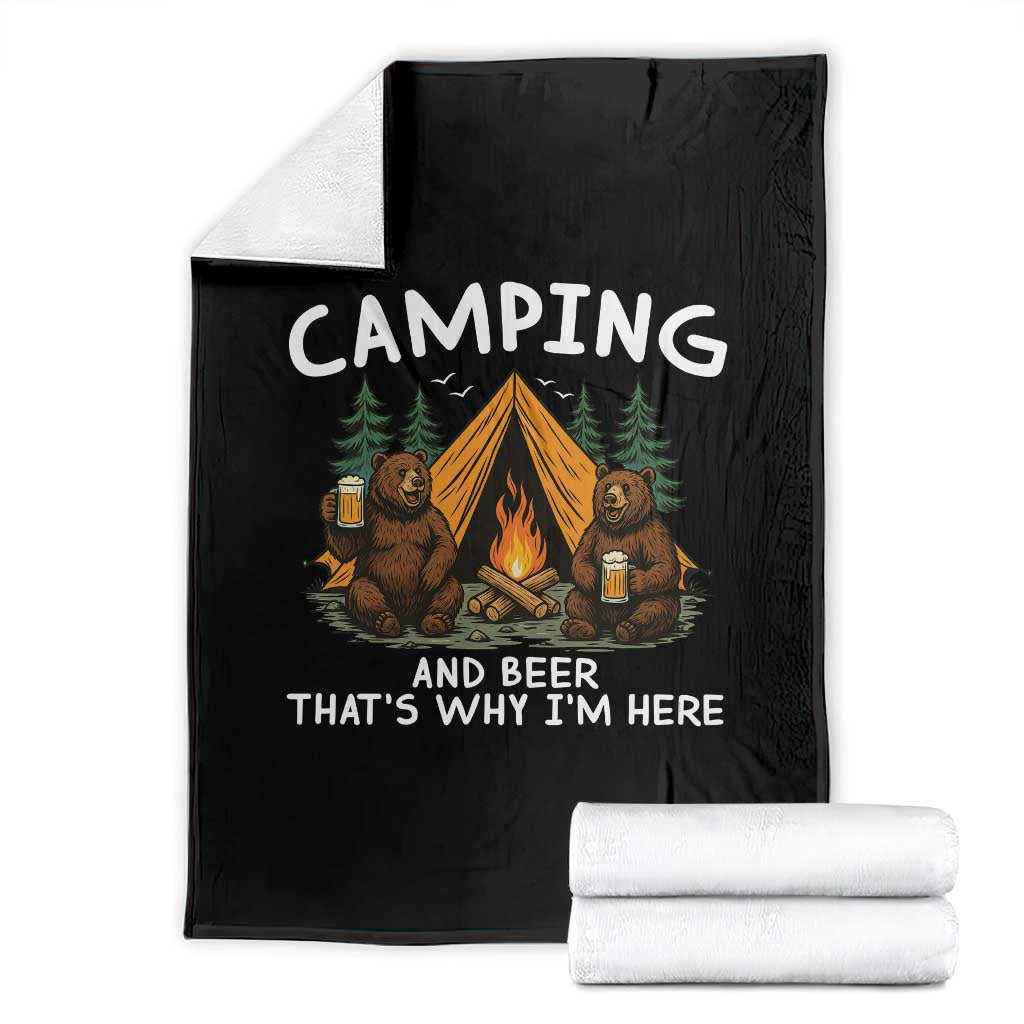 Funny Camping Beer Throw Blanket Bear Drinking Lover Gift TS14 Black Print Your Wear