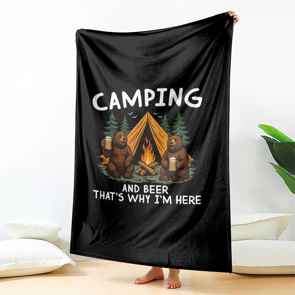 Funny Camping Beer Throw Blanket Bear Drinking Lover Gift TS14 Print Your Wear