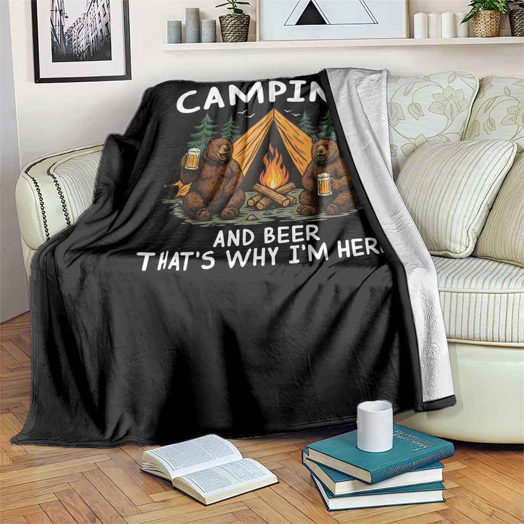 Funny Camping Beer Throw Blanket Bear Drinking Lover Gift TS14 Print Your Wear