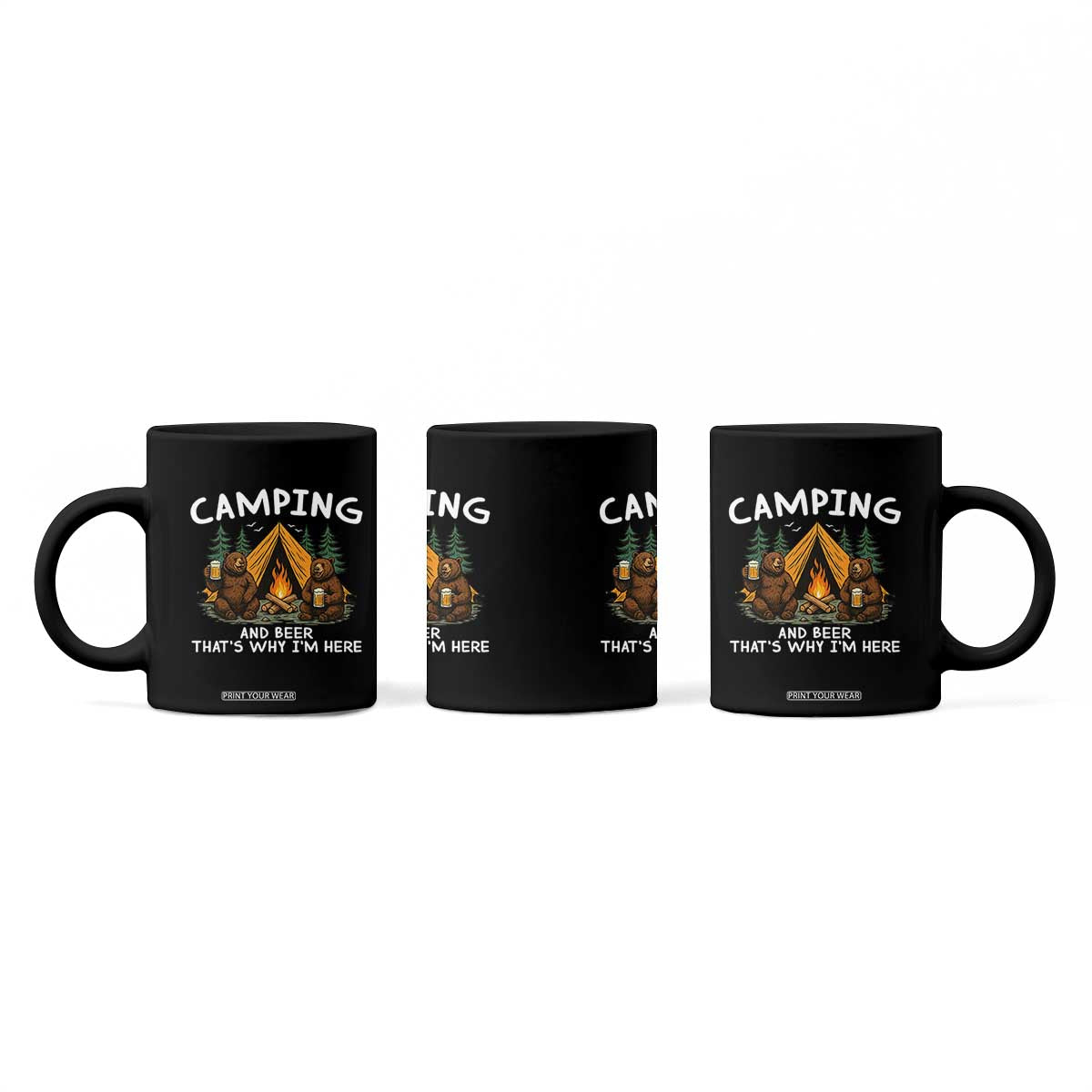 Funny Camping Beer Coffee Mug Bear Drinking Lover Gift TS14 Print Your Wear