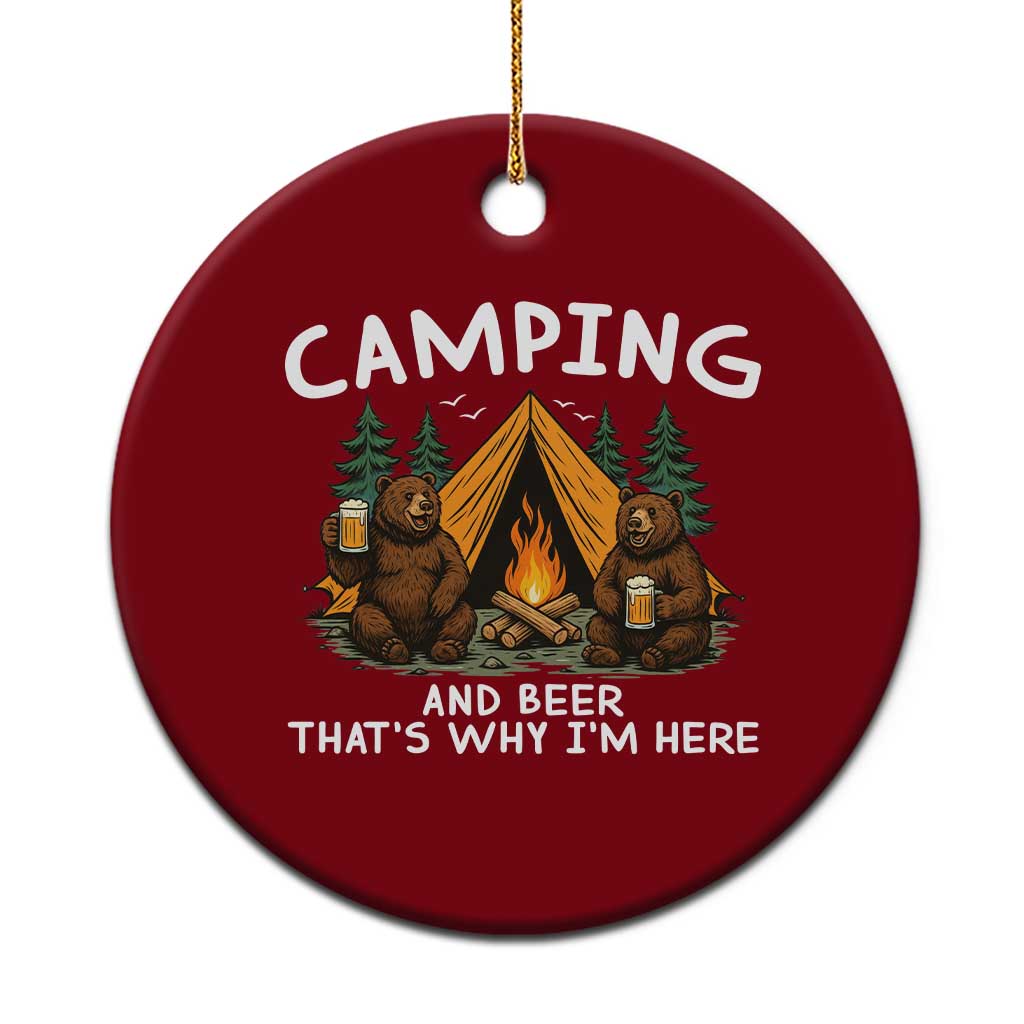 Funny Camping Beer Ceramic Ornament Bear Drinking Lover Gift TS14 1pc Red Print Your Wear
