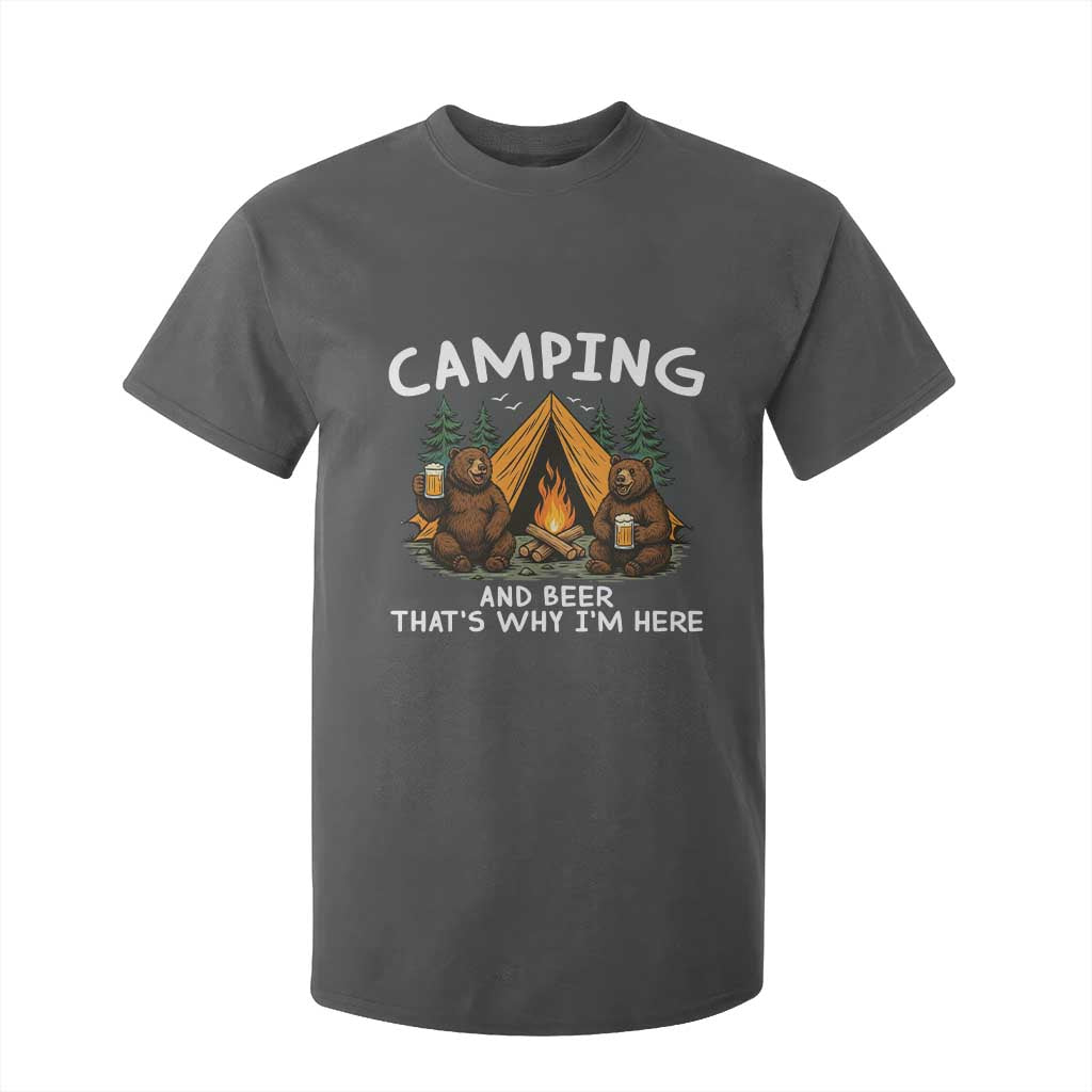 Funny Camping Beer T Shirt For Kid Bear Drinking Lover Gift TS14 Dark Heather Print Your Wear