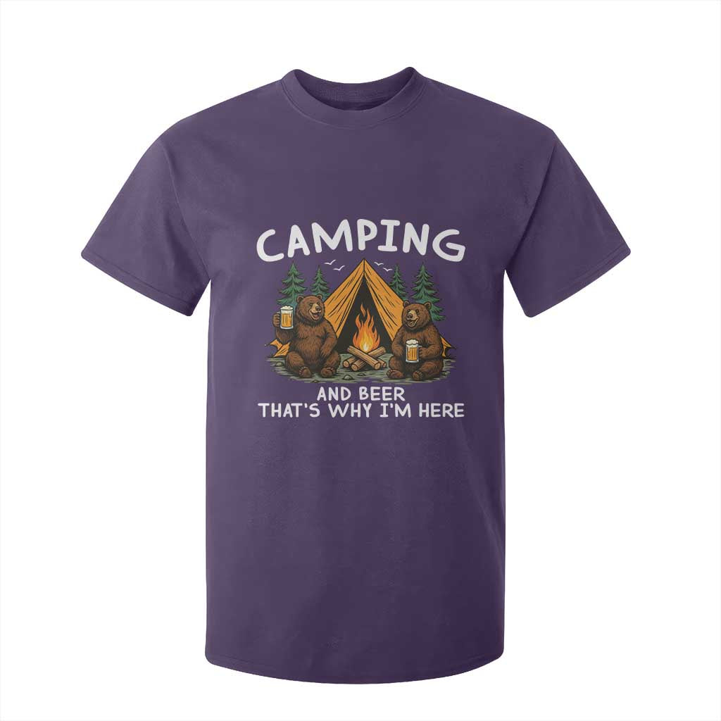Funny Camping Beer T Shirt For Kid Bear Drinking Lover Gift TS14 Purple Print Your Wear