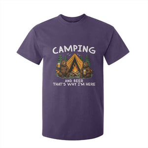 Funny Camping Beer T Shirt For Kid Bear Drinking Lover Gift TS14 Purple Print Your Wear