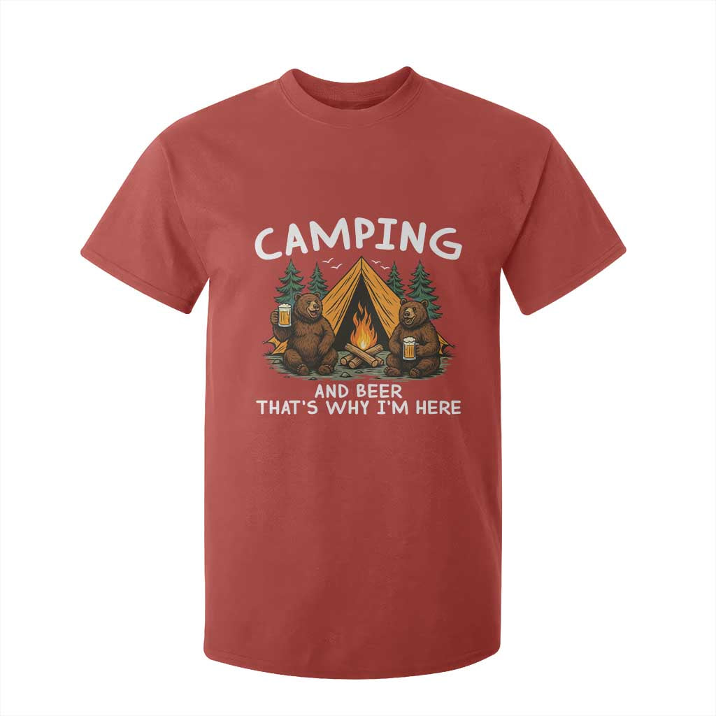 Funny Camping Beer T Shirt For Kid Bear Drinking Lover Gift TS14 Red Print Your Wear