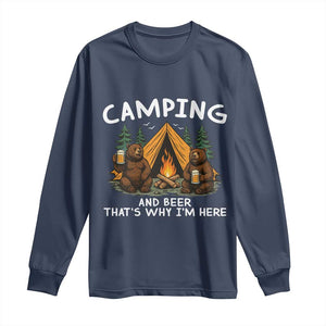 Funny Camping Beer Long Sleeve Shirt Bear Drinking Lover Gift TS14 Navy Print Your Wear