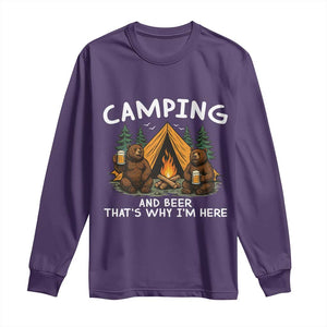 Funny Camping Beer Long Sleeve Shirt Bear Drinking Lover Gift TS14 Purple Print Your Wear