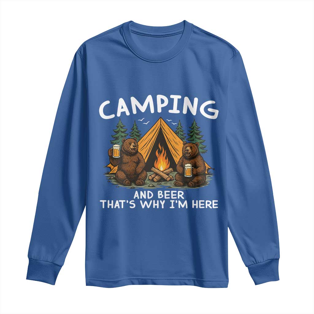 Funny Camping Beer Long Sleeve Shirt Bear Drinking Lover Gift TS14 Royal Blue Print Your Wear