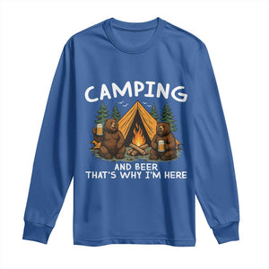 Funny Camping Beer Long Sleeve Shirt Bear Drinking Lover Gift TS14 Royal Blue Print Your Wear